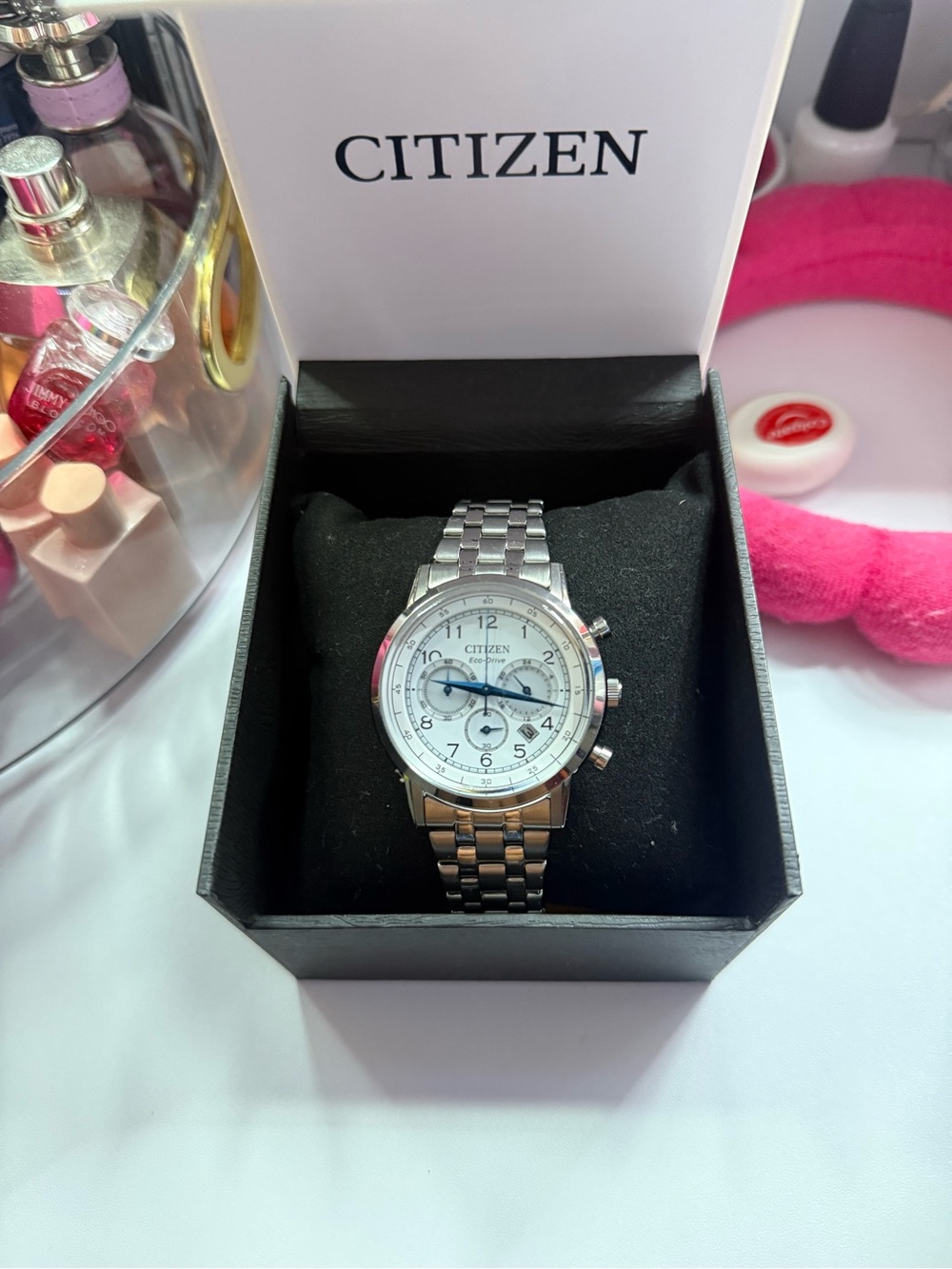 Citizen Men’s Silver and White Stainless Steel Chronograph Watch